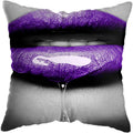 Axyaa Purple Diamond Lips Decor Pillow Cover for Home, Hotel, and Car Sofa Bed