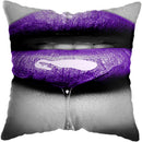 Axyaa Purple Diamond Lips Decor Pillow Cover for Home, Hotel, and Car Sofa Bed