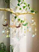 Axyaa Moon Crystal Suncatcher with Colorful Prism Pendant - Garden, Patio, Home Décor