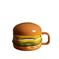 Axyaa Ceramic Burger Coffee Cup with Lid, Irregular Design, Floral Print.