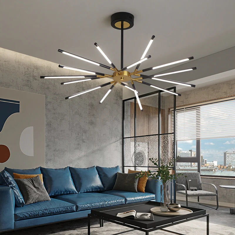 Axyaa Nordic Gold Dimmable LED Chandelier: Illuminate Your Modern Living Space