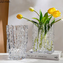 Axyaa Relief Texture Glass Vase Creative Hydroponic Flower Pot Decor Desk Decoration