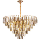 Axyaa Gold Crystal Chandelier: Luxury Indoor Lighting Fixture for Home Decor