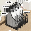 Axyaa Iron Mesh Quadruple Column File Rack Bookshelf - 4 Grid Multi-Layer File