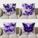 Axyaa Purple Butterflies & Swirl Floral Throw Pillow Cover