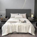 Axyaa Silk Embroidery Summer Quilt: Smooth & Cool Solid Blanket for Bed