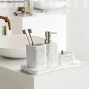 Axya Marble Resin Bathroom Set: Dispenser, Cup, Box, Tray.