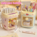 Axyaa Kawaii Pen Holder Desk Organizer Stationery Storage Box Cute Cartoon Desktop Organizer