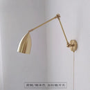 Axyaa Copper Swing Arm LED Wall Lamp for Study Reading Bedroom Café