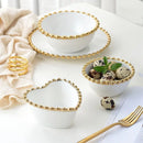 Axya Ceramic Dinnerware Set - White Round Bowl, Plate, and Dish for Steaks, Salads