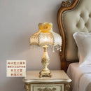 Axyaa Retro Resin Desk Lamp LED E27 Fabric Lampshade Dimmable Table Light