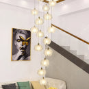 Axyaa Crystal Chandelier Stair Pendant Living Room Interior Lighting