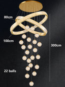 Axyaa Crystal Chandelier Stair Pendant Lamp Living Room Interior Lighting
