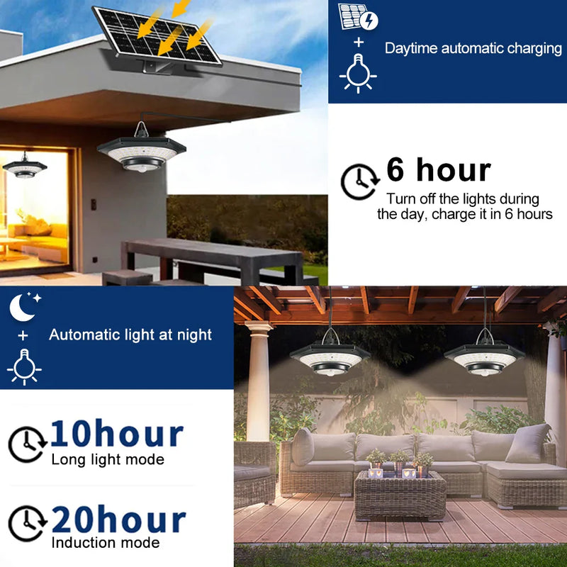 Axyaa Solar Motion Sensor Pendant Light - Indoor/Outdoor Dimmable Shed Lamp