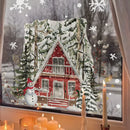 Winter Cabin Forest Window Clings by Axyaa: Double-Sided Xmas Static Decal for Home