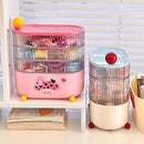 Axyaa Rotating Jewelry Organizer Tray with Lid for Earrings, Rings, and Necklaces