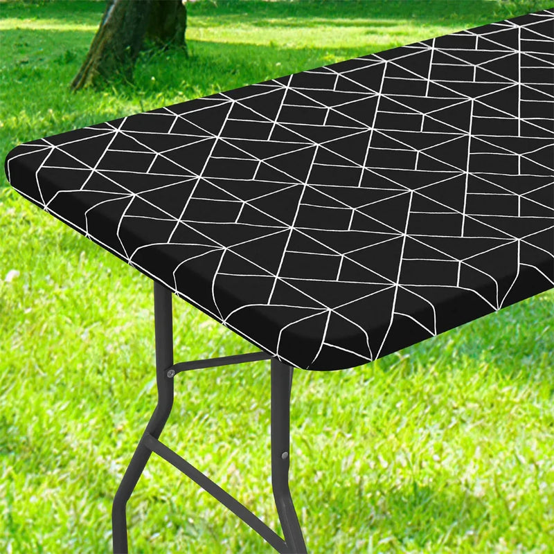 Axyaa 30x72inch Elastic Waterproof Rectangle Table Cover for Home Party & Outdoor