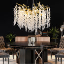Axyaa Chrome Crystal Tree Branch Chandelier: Elegant Nordic Design with LED Lights