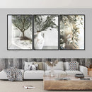 Axyaa Canvas Poster Painting: Olive Green Leaf Tree Wall Art Print Ancient Architecture Puglia