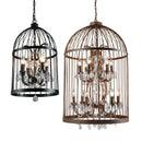 Axyaa Iron Birdcage Crystal Chandelier: Vintage Spherical Pendant Light