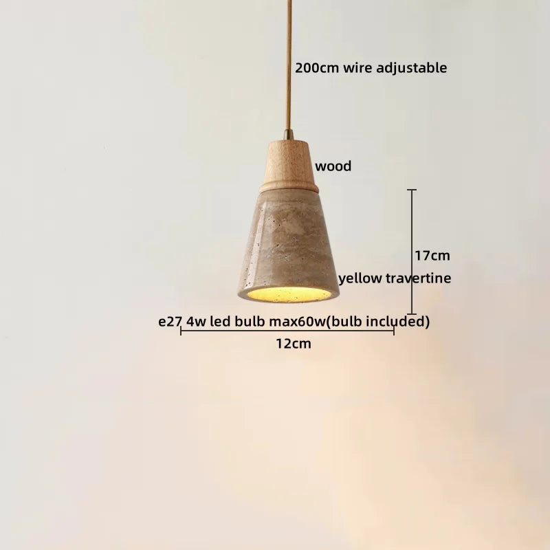 Axyaa Travertine LED Pendant Lamp for Bar, Bedroom, Living Room - Small Hanging Lights