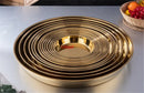 Axya Stainless Steel Round Serving Tray for Steak, BBQ Grill, and Dinner Dishes