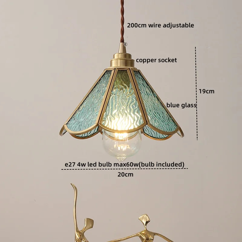 Axyaa Blue Glass LED Pendant Light Modern Nordic Suspension Luminaire