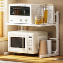 Axyaa Retractable Microwave Oven Storage Rack Adjustable Seasoning Shelf Counter Organizer
