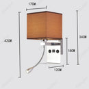 Axyaa LED Fabric Lampshade Wall Light with USB Charging Port & Adjustable Angle