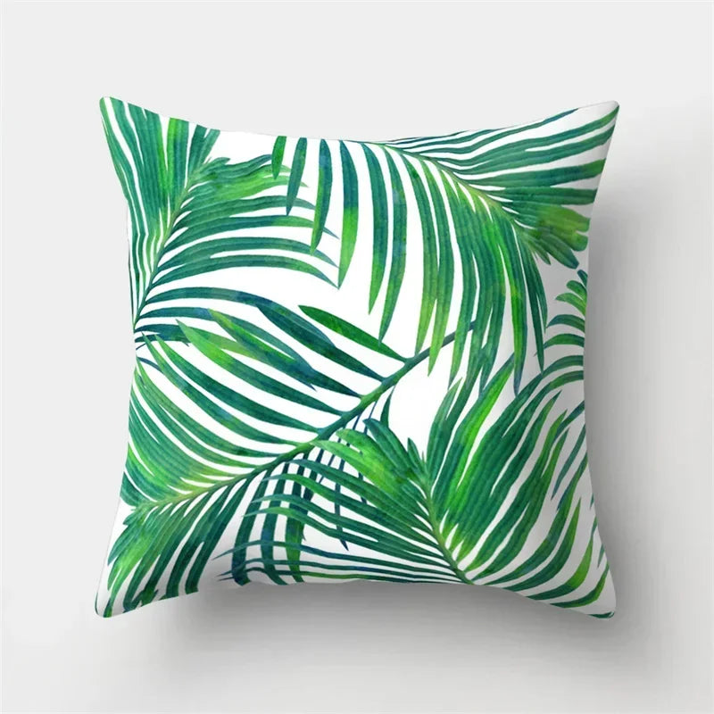 Axyaa Tropical Plant Green Leaves Cactus Pillowcase Living Room Sofa Cushion Cover