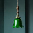 Axyaa Green Glass LED Pendant Lights with Copper Finish