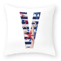 Axyaa Striped Alphabet Decorative Cushion Cover in Blue and White, 45x45cm
