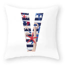 Axyaa Striped Alphabet Decorative Cushion Cover in Blue and White, 45x45cm