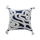 Axyaa Bohemian Tufted Navy Fringe Geometric Throw Pillow Cover