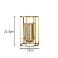 Axyaa Golden Bracket Glass Vase with Artificial Flowers in Modern Metal Frame