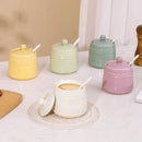 Axyaa Ceramic Condiment Jar Set with Lid, Spoon, Sugar Bowl, Salt Jars