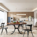 Axyaa Farmhouse Round Dining Table | 47" Wooden Texture Kitchen Table for 4