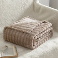 Axyaa Bubble White Plush Blanket: Textured Flannel Fleece Throw, Soft Cozy Couch Christmas Gift