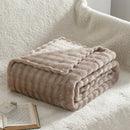 Axyaa Bubble White Plush Blanket: Textured Flannel Fleece Throw, Soft Cozy Couch Christmas Gift