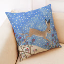 Axyaa Winter Animal Cartoon Linen Pillowcase for Car and Living Room Decor