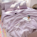 Axyaa Solid Color Summer Cool Quilt Set - Soybean Fiber Seersucker Air Conditioner Quilt