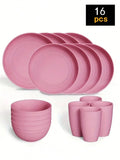 Axyaa 24-Piece Reusable Plastic Tableware Set for Family Picnics and School