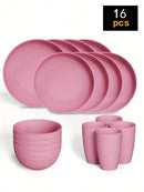Axyaa 24-Piece Reusable Plastic Tableware Set for Family Picnics and School