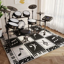 Axyaa Musical Note Drum Set Carpet: Soundproof Black & White Plaid Rug