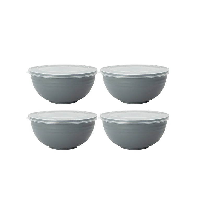 Axyaa Gray Plastic Bowl with Lid Set for Home Kitchen, Restaurant, RV, Camping