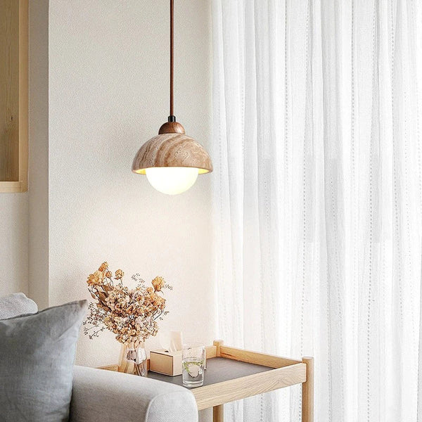 Axya Japanese Style Walnut Log Wood Chandelier Pendant Light