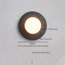 Axyaa Stone LED Wall Lamp with Pull Chain Switch - Black Travertine Wabi Sabi