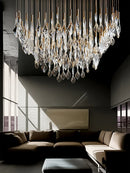 Axyaa Luxury Villa Hall LED Chandelier with Custom Glass Pendant Light