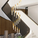Axyaa Crystal Staircase Chandelier: Minimalist Loft Lighting Fixture