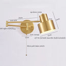 Axyaa Swing Long Arm LED Wall Light for Bedroom Kitchen Living Room - Golden Iron Art